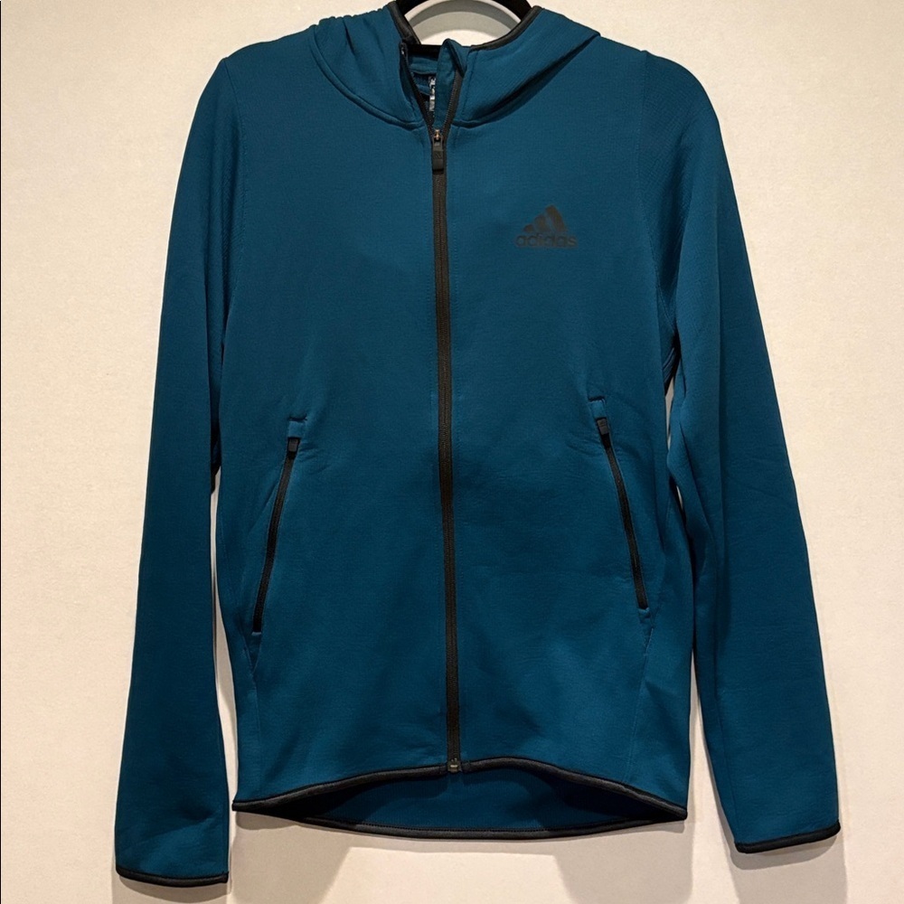 ADIDAS Men's Climawarm full zip training hoodie. Hooded sweatshirt. Small. Blue
